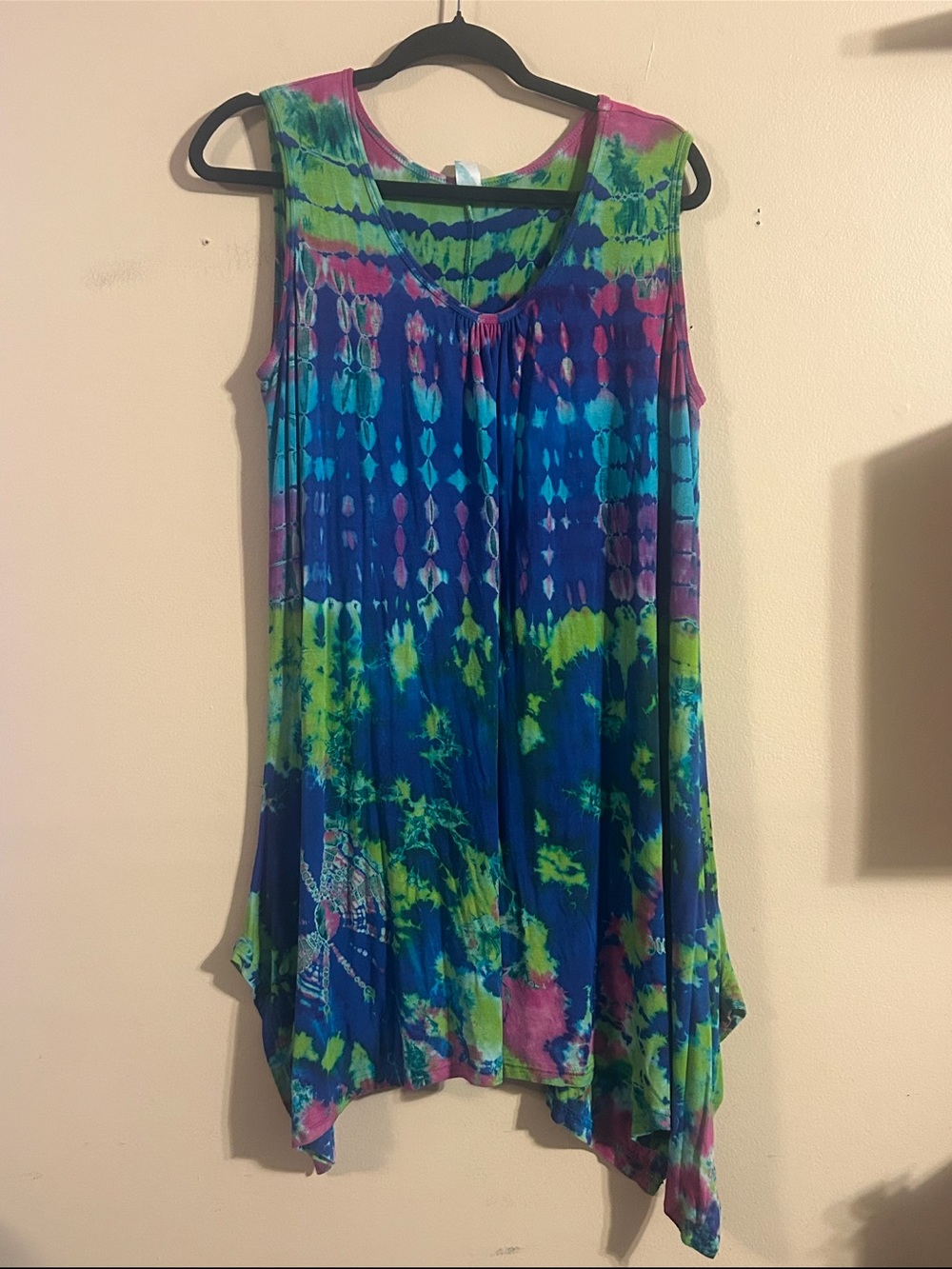 India Boutique Tie-Dye Handkerchief Hem Tunic Dress -One Size fits most